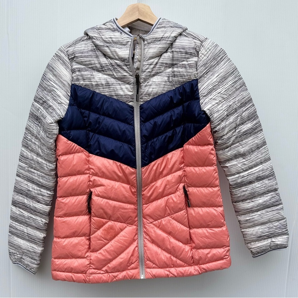 Lole grey Pink and Blue Puffer Jacket Lightweight Insulated size small